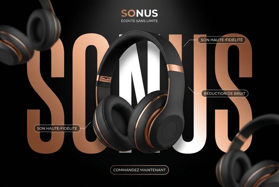 Pub casque audio générée par IA