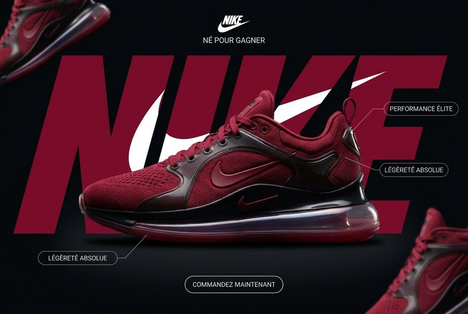 Campagne Nike générée par IA, coloris crimson